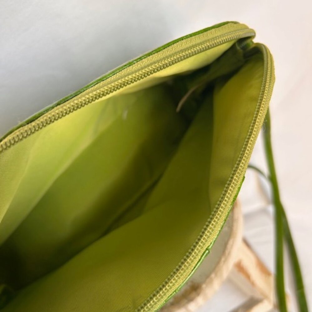 Lee Sands Vintage Eel Skin Crossbody Purse Lime Green Y2K Shoulder Bag Pop Color - Picture 10 of 14